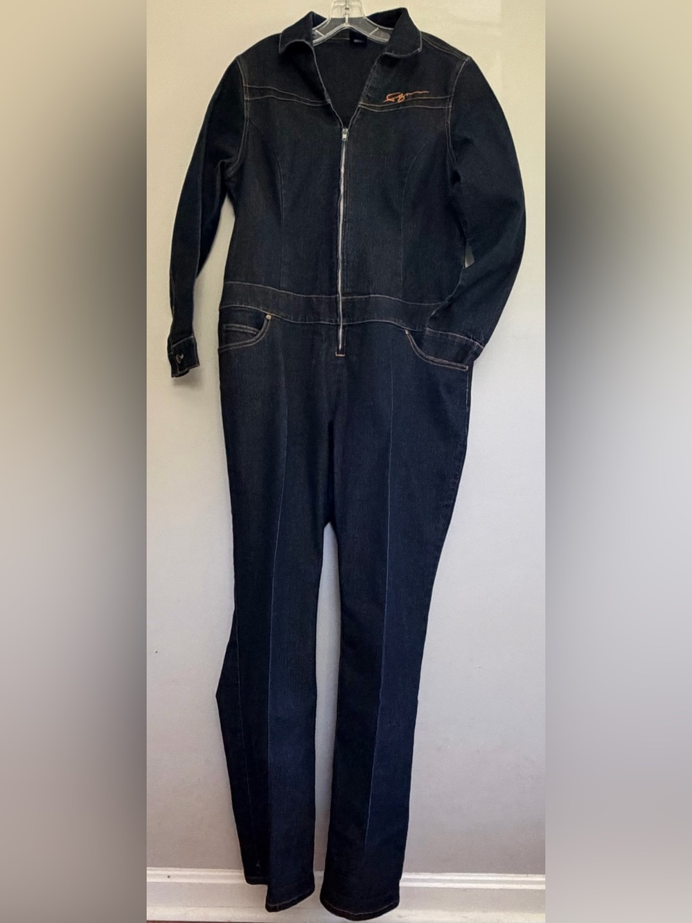FUBU Denim Jumpsuit – Retro Blue Long Sleeve – Women’s Size 16W Y2K Vintage